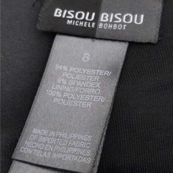 BISOU BISOU! RAVISHING TIERED SKIRT, CRISS,-CROSS TOP STRETCH BLACK DRESS! SZ 8 - Picture 6 of 8